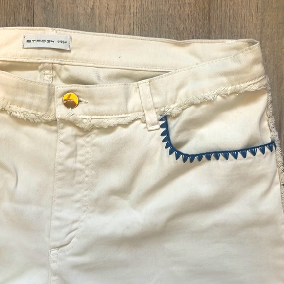 Etro Jeans beige with colored stitching - Picture 7 of 8